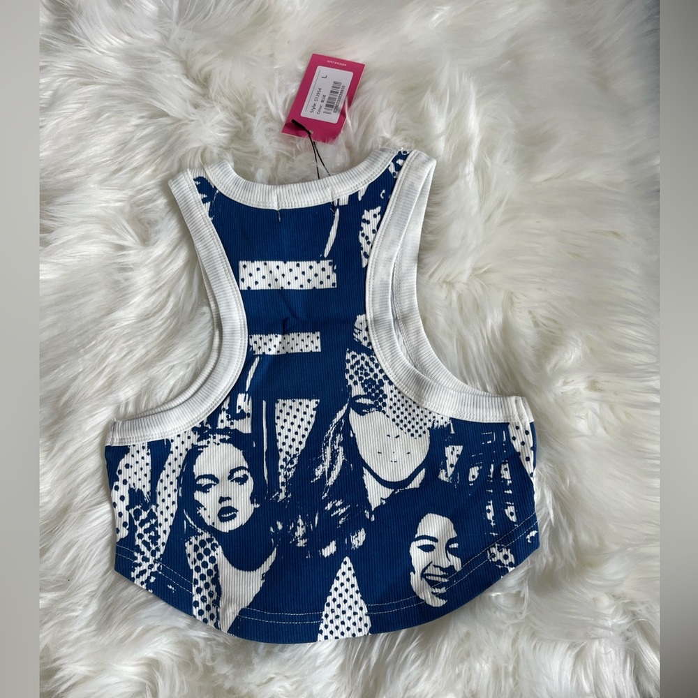 EDIKTED Faces Print Rib Crop Top - Picture 4 of 4